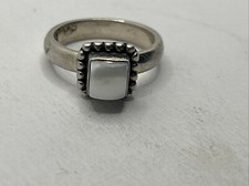 Sterling Silver Ring Mother Of Pearl Stone Vintage Band Size 7, India