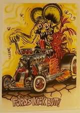 1996 Rat Fink card "Fords Kick Butt" by Ed "Big Daddy" Roth  