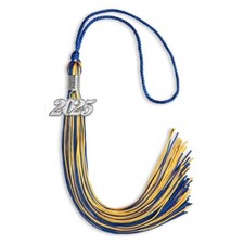 Endea Graduation Royal Blue/Gold Mixed Color Tassel With Silver Date Drop