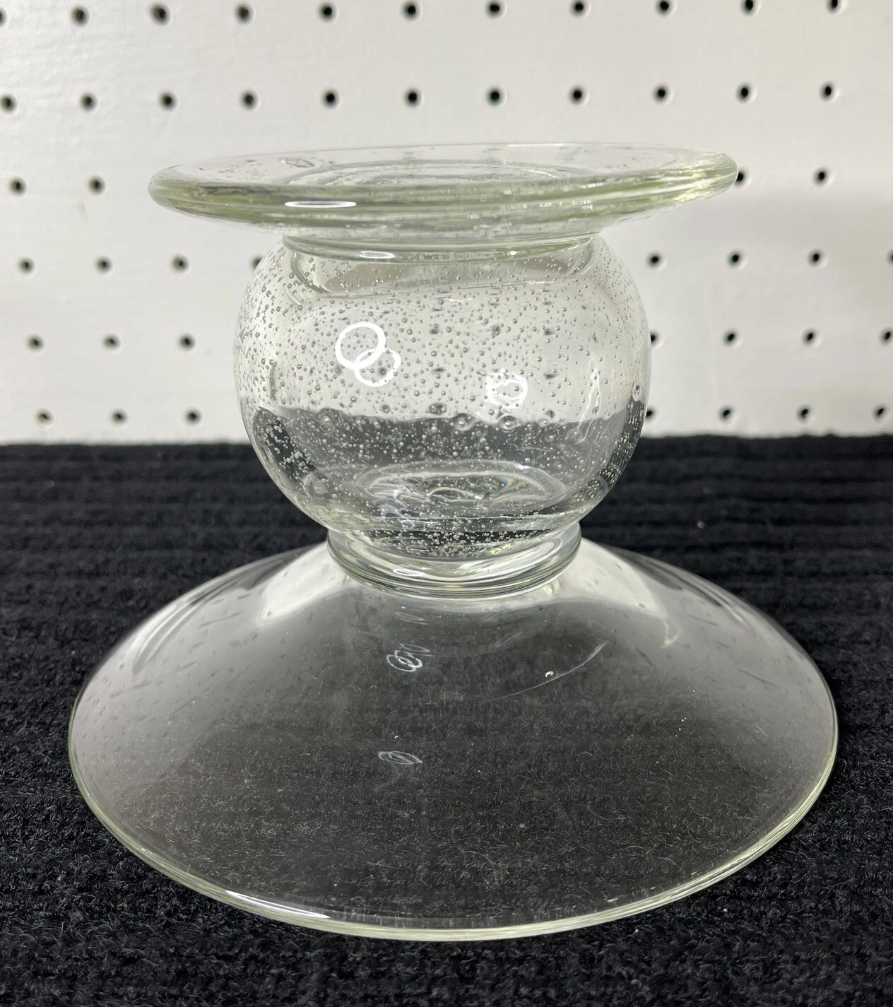 Glass Clear Controlled Bubbles Bowl Hand Blown Candle/vase/plant Holder Ash Tray