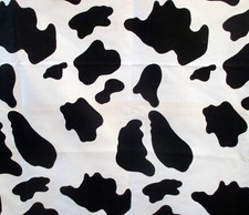 WILD ANIMAL Cow Hide PRINT Lot of 2, 100 COTTON FABRIC black white Ea. 1 Yd.