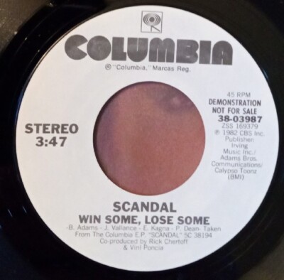 2 PROMO Patty Smyth 45s!! SCANDAL~win some lose some '82 & Downtown Train '87 NM