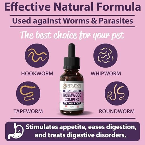 Petastical Wormwood for Dogs, Natural Dog Wormer, Cat Wormer Liquid