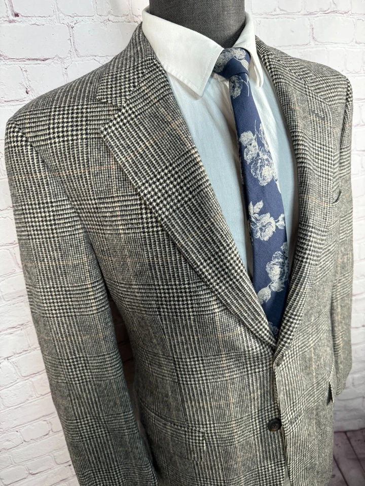 Abrigo Blazer Chaqueta 40S Abrigo Deportivo GRANT THOMAS Para Hombres Beige Tostado CAMELLO Glen Plaid Foto 3 de 4