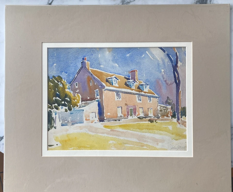 John Dull (Filadelfia 1859-1949) Casa de Bartram, pintura acuarela firmada Foto 2 de 4