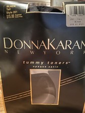 Vintage DKNY Donna Karan New York Tummy Toners Opaque Satin Pantyhose Black New