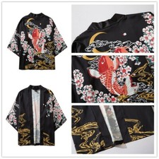 Herren Damen Kimono Strickjacke Mantel Top Jacke Yukata Bluse Ukiyoe Haori Retro