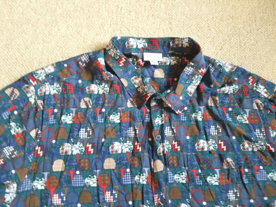 NWT Mens Shirt-LULAROE-multicolor "Micahel" 100% rayon buttondown ss-2XL - Image 2 of 4