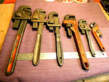 6 TOOLKIT VINTAGE  STILLSONS WRENCHES 14" - 6" PIPE LIVE STEAM PLUMBERS SPANNER