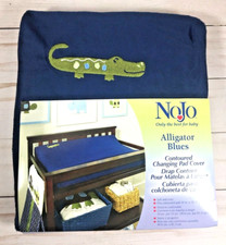 NoJo Alligator Blues Contoured Changing Table Pad Cover Navy Blue 16x32 NEW