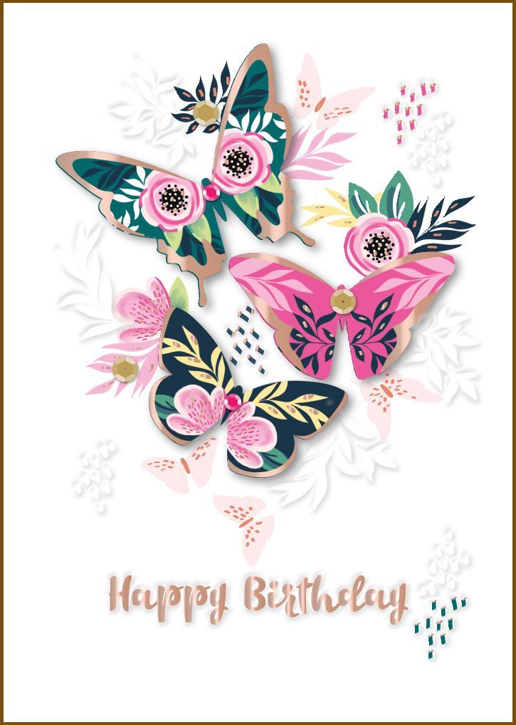 Birthday Card - Female Butterflies - Bijou Talking Pictures Luxury 3D NEW