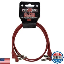 Pig Hog Lil Pigs 2 ft Low Profile Patch Cables 2 Pack, Candy Apple Red
