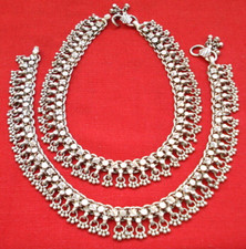 vintage antique tribal old silver anklet feet bracelet belly dance jewelry