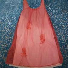 Vtg 1950s Barbiecore Hot Pink Chiffon Layered Babydoll Negligee Nightie Lingerie