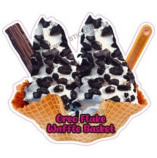 Eiswagen Aufkleber Oreo Flocke Waffelkorb Anh&auml;nger Decal (Gr&ouml;&szlig;e w&auml;hlbar