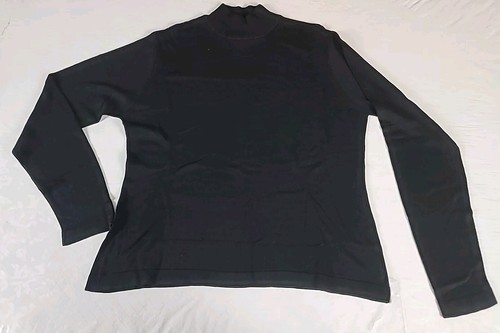 Terry Lewis Classic Luxuries Turtleneck Sweater Silk Blend Sz L Black Pullover - Picture 3 of 9