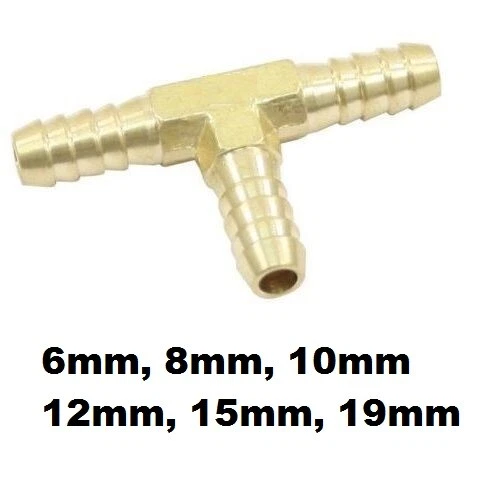 PROFIT 6mm 8mm 10mm 12mm 15mm 19mm Brass Barbed T Piece 3 Way Fuel Hose Joiner Adapter