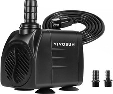 VIVOSUN 480GPH Submersible Pump 1800L/H, 25W , Ultra Quiet Water Pump with 7.2ft