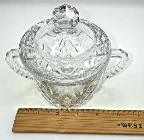 Vintage Anchor Hocking Prescut Clear Sugar Bowl 5" With Lid *READ* - Picture 12 of 12