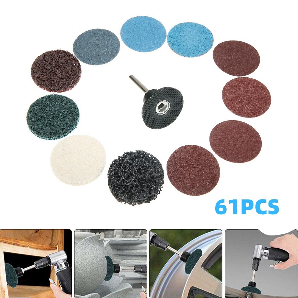 61Pcs 2 50mm Type R Roll Lock Quick Change Discs Die Grinder Sanding