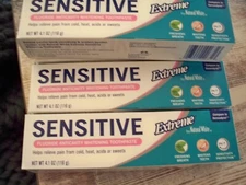 New In Box Natural White Sensitive Extreme Whitening Toothpaste, 3.4 oz 4 PK
