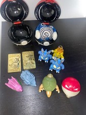 Pokemon 23k Burger King Lot Gold Plated, Keychain, Spinning Toy, Pokeball 1999