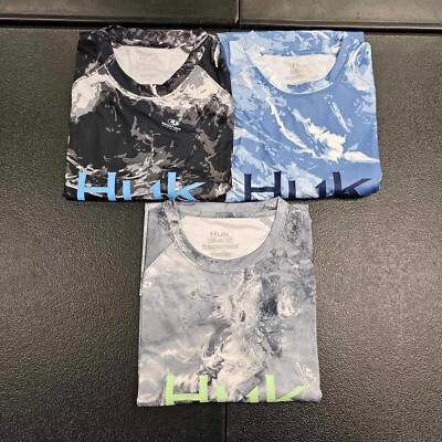 HUK Chemise à manches longues Pursuit Graphic pour garçons, chemise de pêche pour enfants, Bleu Marolina, T- Petit