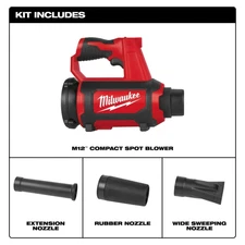Milwaukee 0852-20 12V M12 Cordless Compact Spot Blower, 110 MPH-175 CFM
