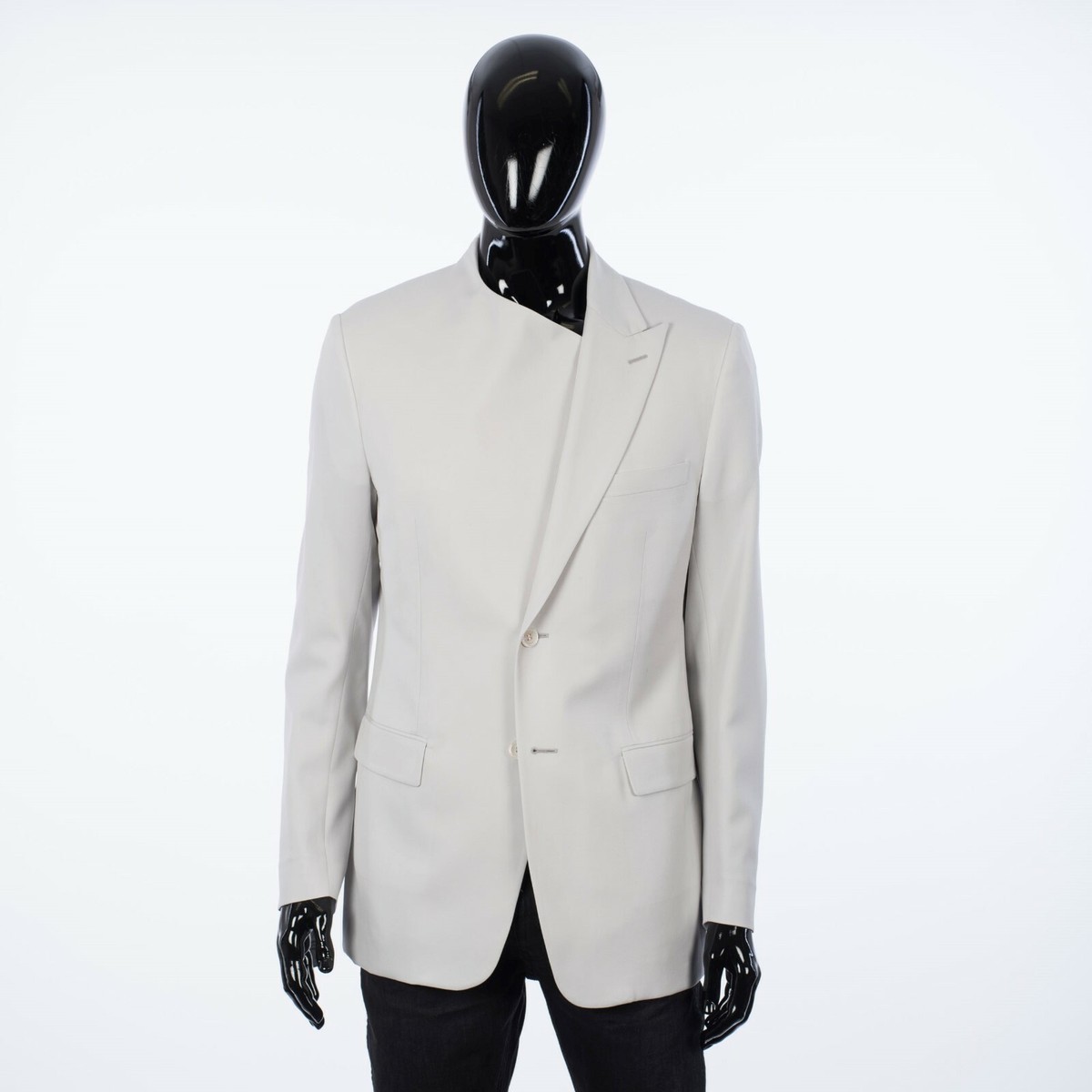 DIOR 2400$ Blazer Jacket - Asymmetric Collar - Gray 120s Virgin 