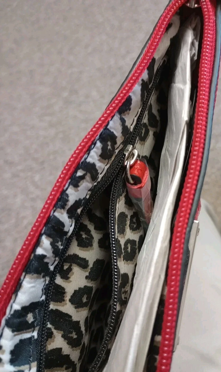 NINE WEST Nove West Cherry Borsa a Pulcinella Rossa Ciliegia con Due Borse con Cerniera Tasche Interne