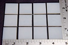 0113.50 LOT OF 12 WHITE OPALESCENT 1" x 1" BULLSEYE THIN GLASS 90 COE