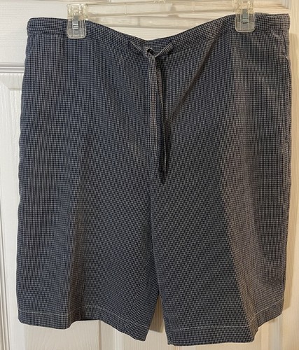 Ladies Style&Co. Mini Plaid Navy & White Pull On Drawstring Dress Shorts Size S