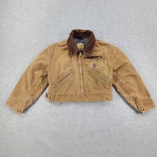 Vtg Carhartt Detroit Jacket Coat Youth XS 4/5 Brown Made in USA YYJ97 BRN