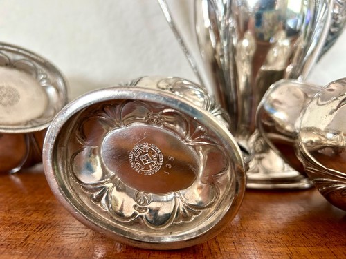 Art Nouveau Floral Pairpoint New Bedford Quadruple Plate Coffee Set Antique #136 - Picture 11 of 18