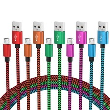 Short Micro USB Cable Braided Android Sync Charging Data Cord Multi 1ft 5 Pack