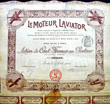 Le Moteur Laviator Aktie Paris 1911 Frankreich France Flugzeug Motor aviation