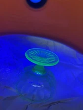 4 Small Uranium 3 1/2 Inch Glasses Glass Desert Sherbet Dish Glow No Chips Green