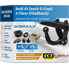 ANHÄNGERKUPPLUNG starr passt für Audi A1 8X1, 8XK 10-18 +7pol E-Satz ECS