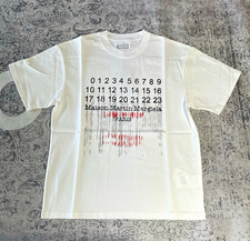 Maison Margiela White Numbers Logo Graphic Crew Neck Jersey T-Shirt Men's M