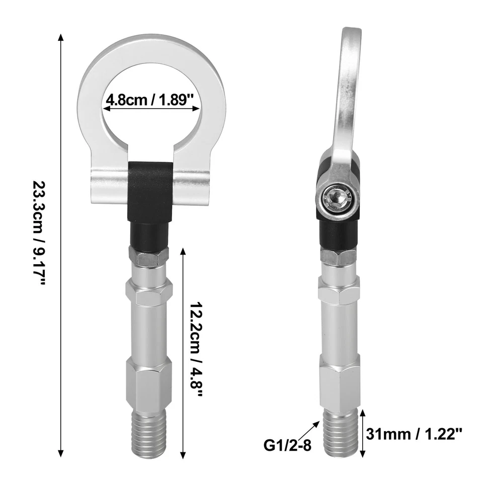 Tornillo de gancho de remolque de parachoques trasero delantero redondo tono plateado para Audi A5 S5 RS5 Foto 4 de 4