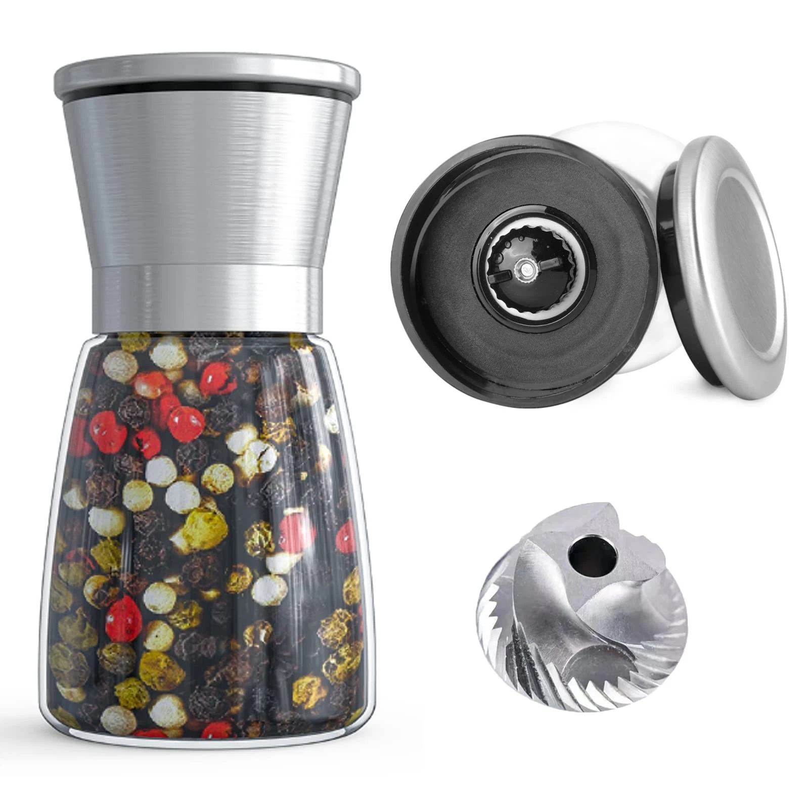 Ebaco Professional Pepper Grinder - with Germany Hardened L, 1pcs-Sliver-304