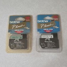 SEALED GENUINE BROTHER P-TOUCH 12mm 1/2" LABELING SYSTEM TAPE White Green