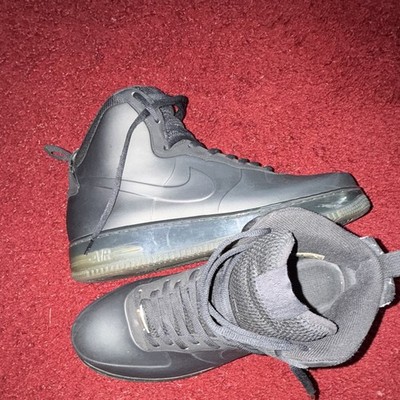 Nike Air Foamposite Men s High-Top Lace-Up Sneakers Gray Solid Pre-Owned