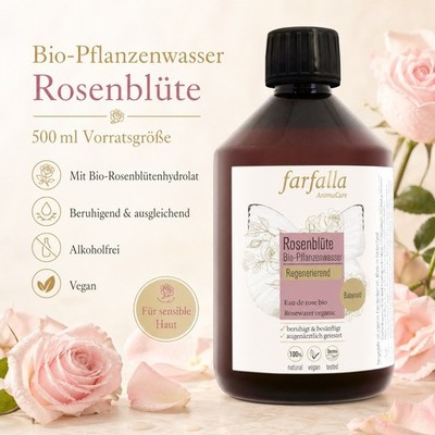 farfalla Naturkosmetik - Bio-Pflanzenwasser Rosenblüte   500 ml regenerierend