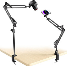 Overhead Camera Mount with 360  Adjustable Arm  Phone Holder, Desk Mount for Ti
