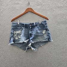 Abercrombie Fitch Women Shorts 26 Blue Denim Cut Off Button Fly Distressed 3"