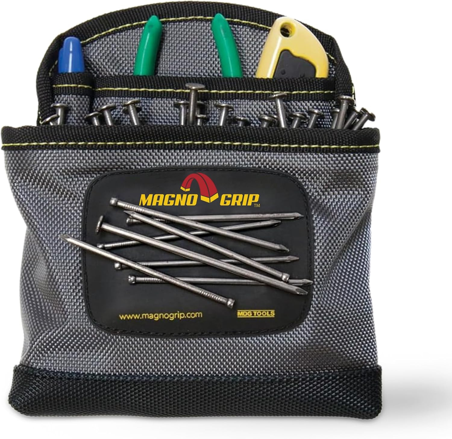 3-Pocket Nail Pouch with Integrated Magnetic Storage - Durable 1680D Ballistic P