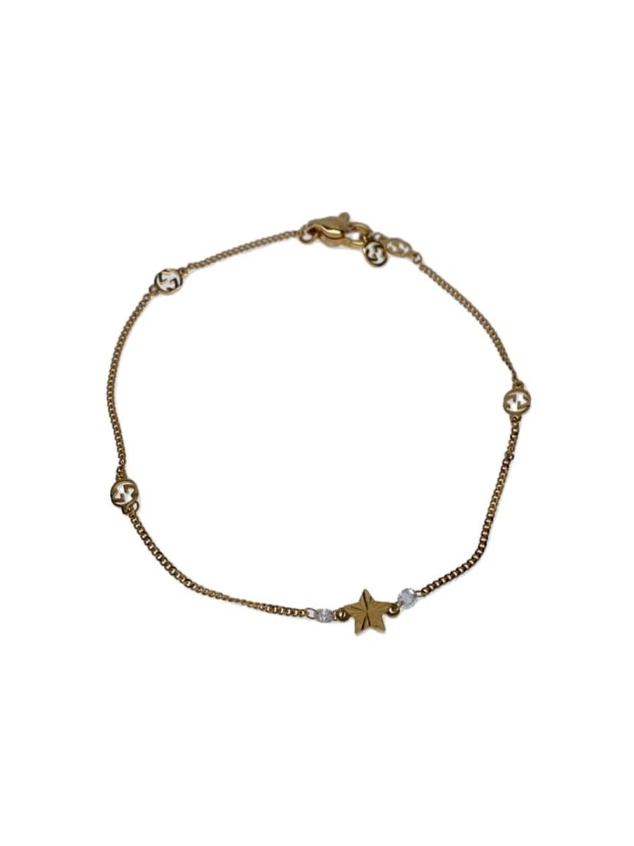 GUCCI 679117 Bracelet Chaîne Stella Accessoires Strass OR GG Logo Femme 