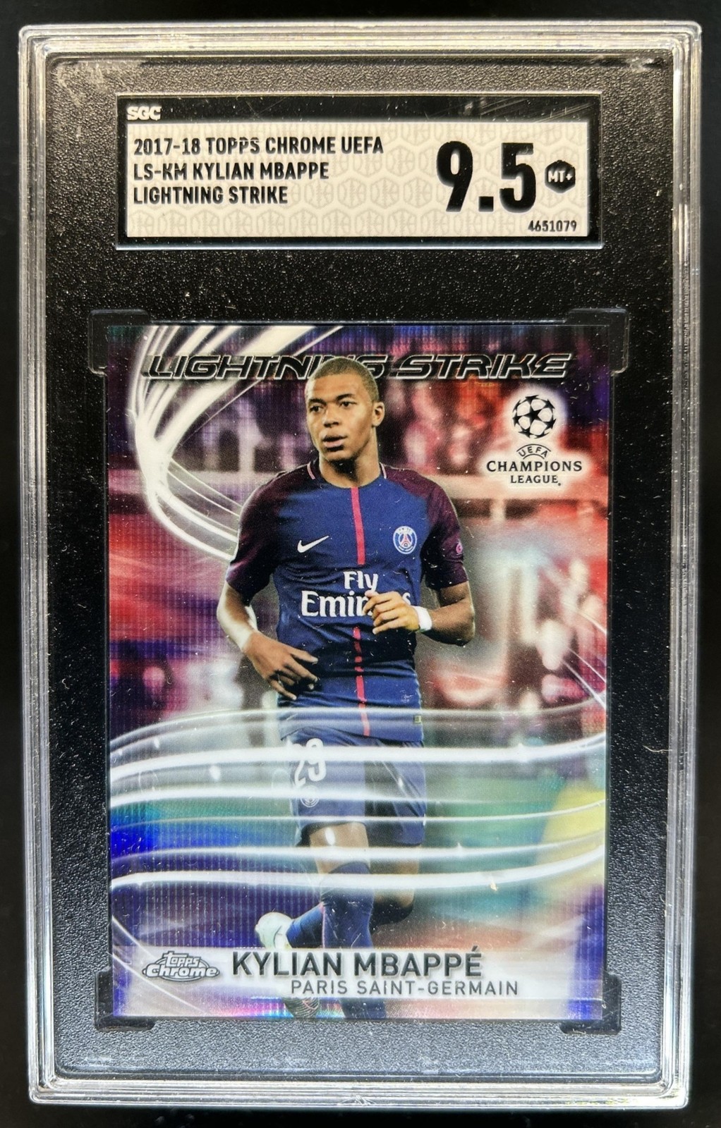 2017 Topps Chrome UEFA Kylian Mbappe Lightning Strike #LS-KM PSG SGC 9.5