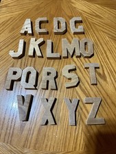 18 Vintage 2.5  Wooden Alphabet Cutout Blocks